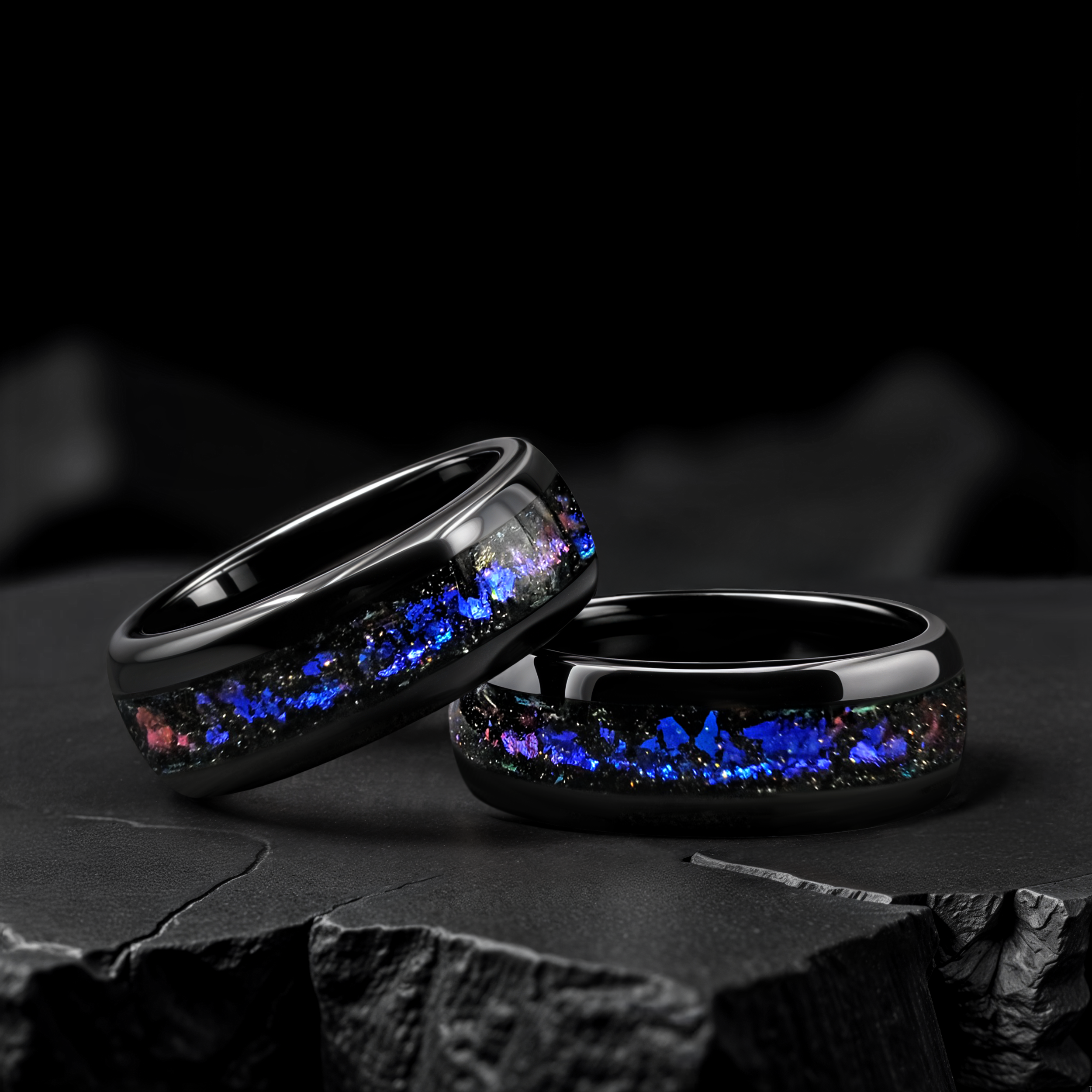 Unique Aqua Tungsten Wedding Ring