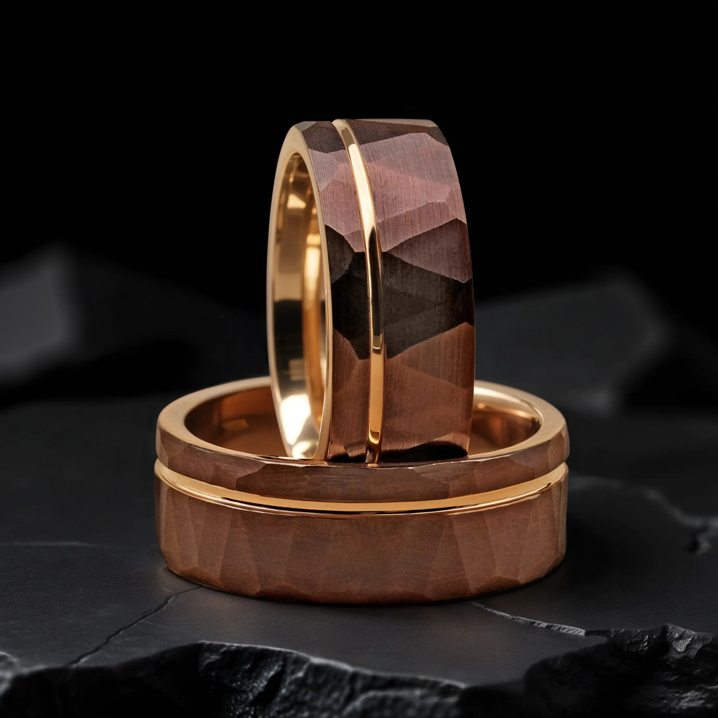 Heritage - Tungsten & Rose Gold Strip Ring