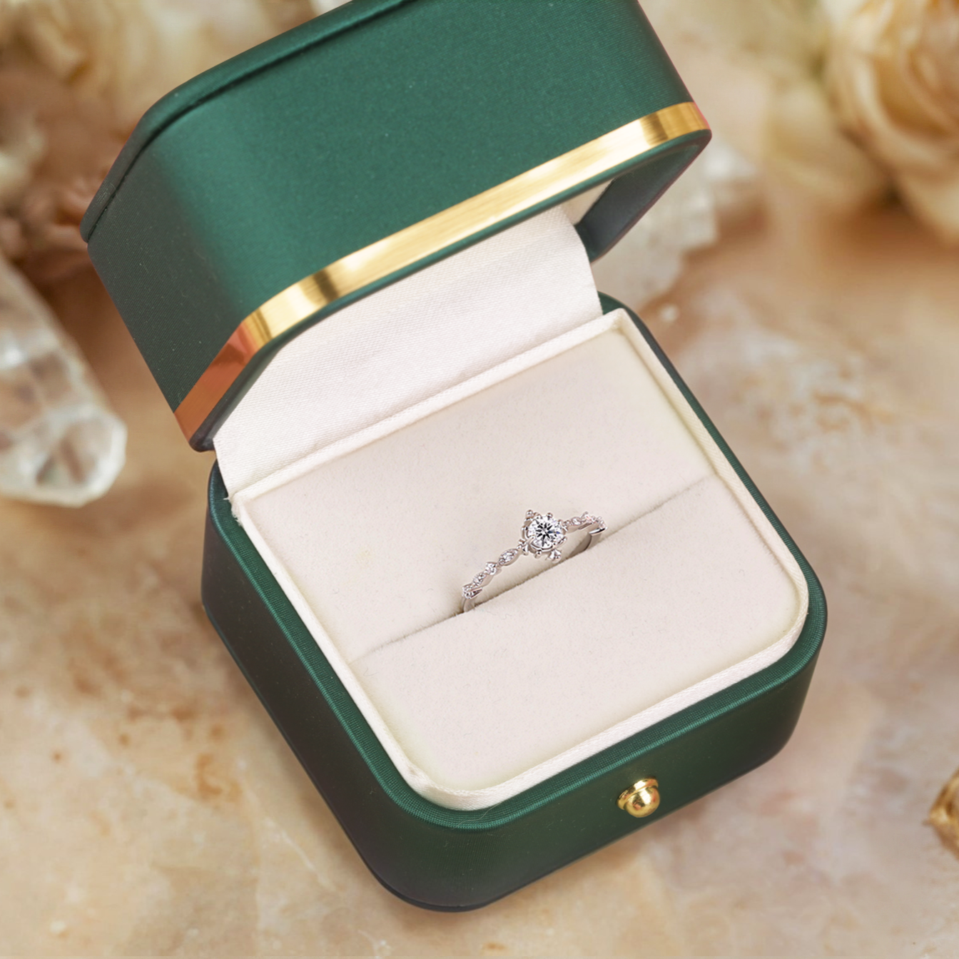 Unique Vintage Moissanite Engagement Ring