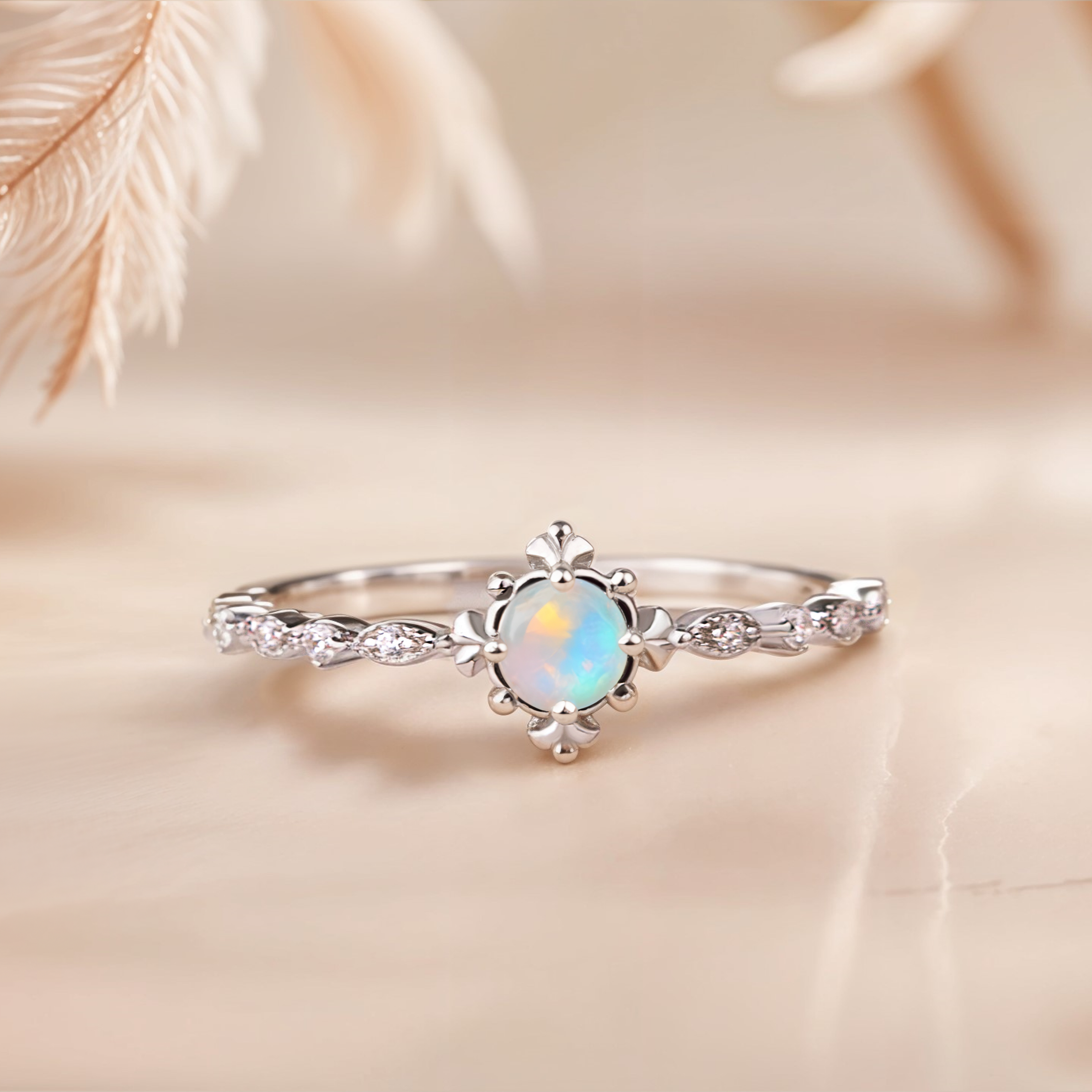 Vintage Opal Engagement Ring