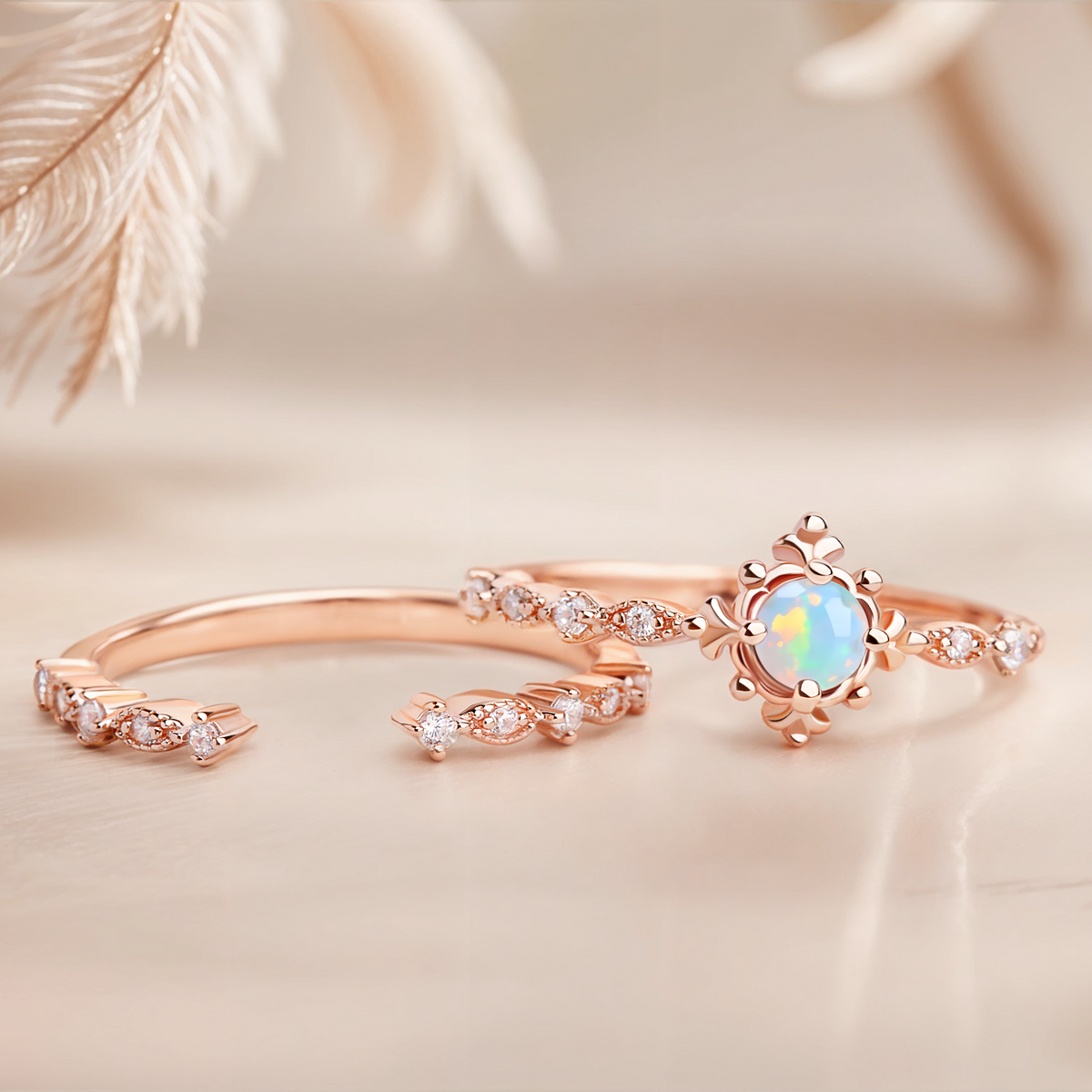 White Opal Promise of Forever Set | 24K Gold Plated Opal Jewelry