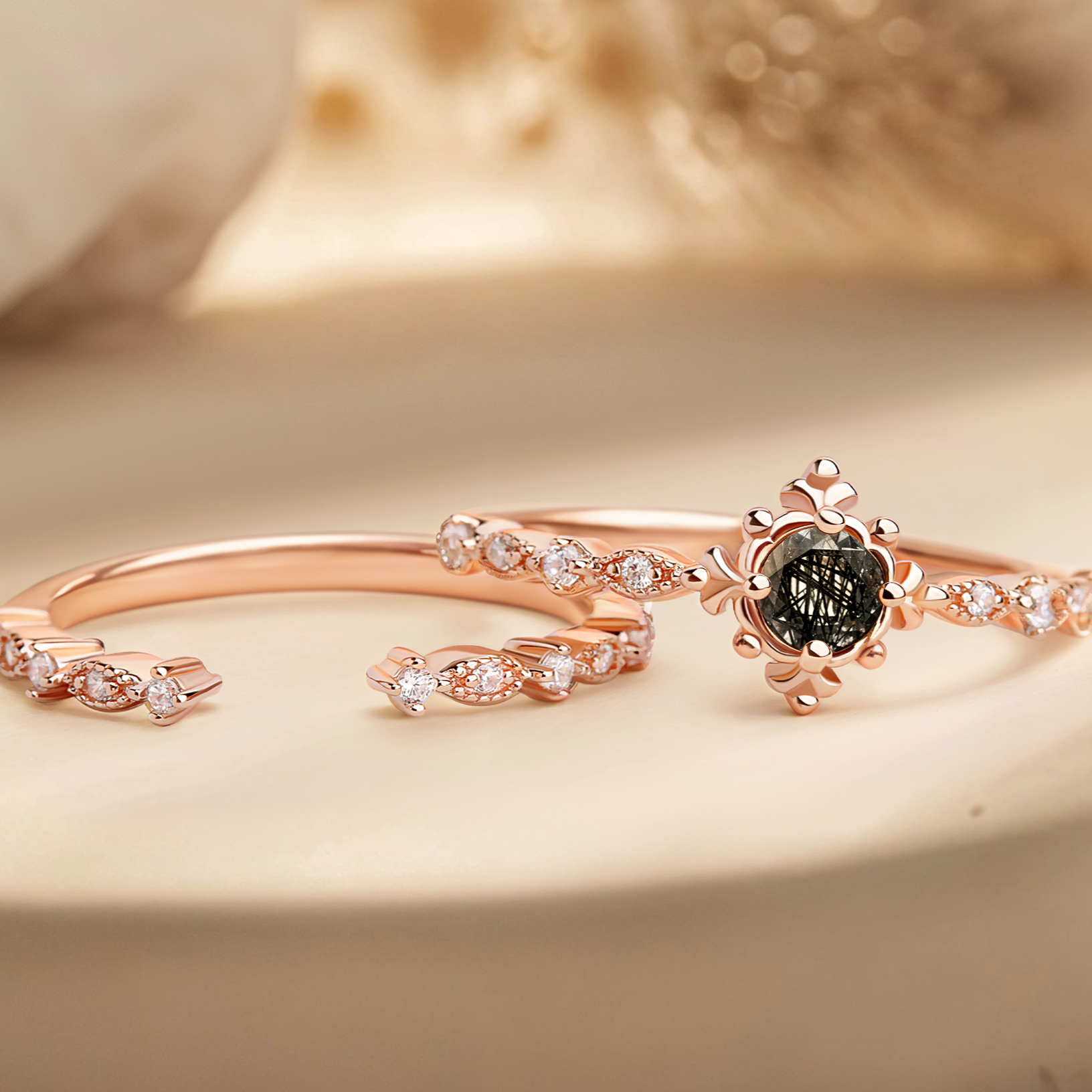 Black Rutilated Bridal Set