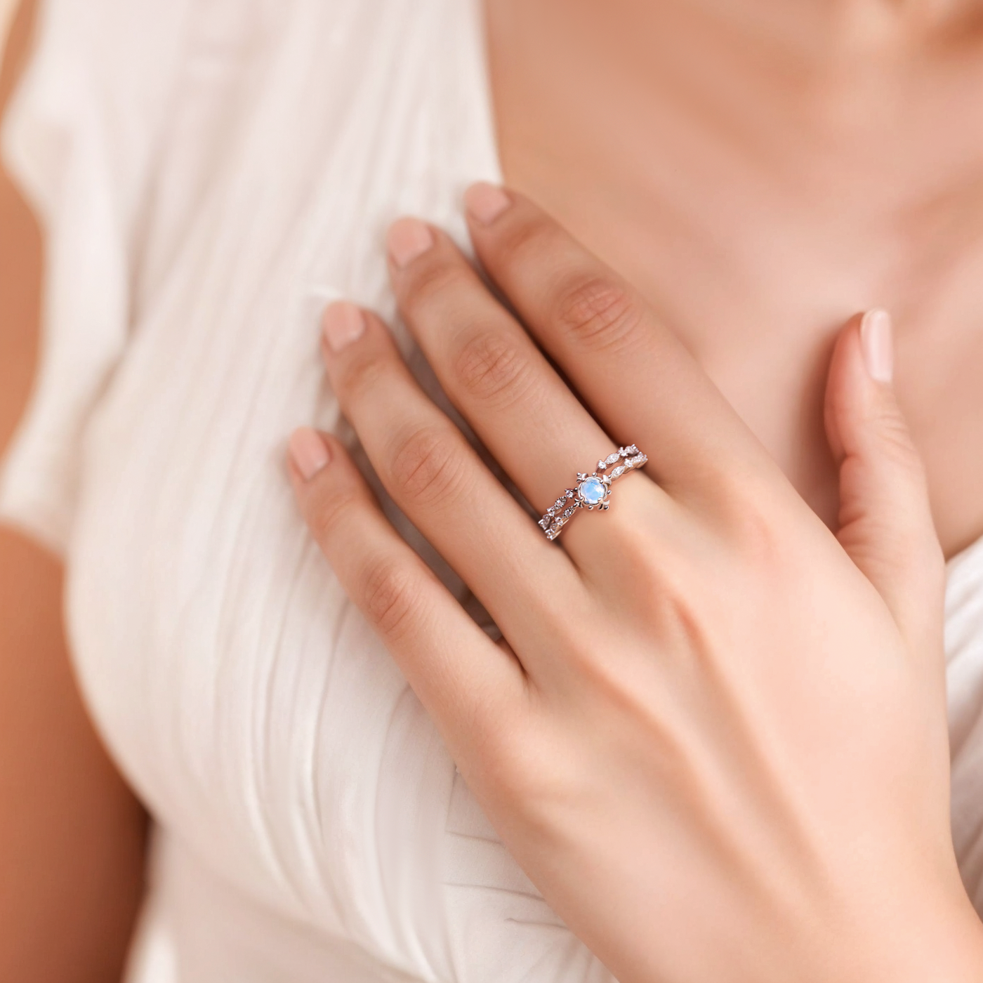 Antique Oval Shaped Moonstone Ring