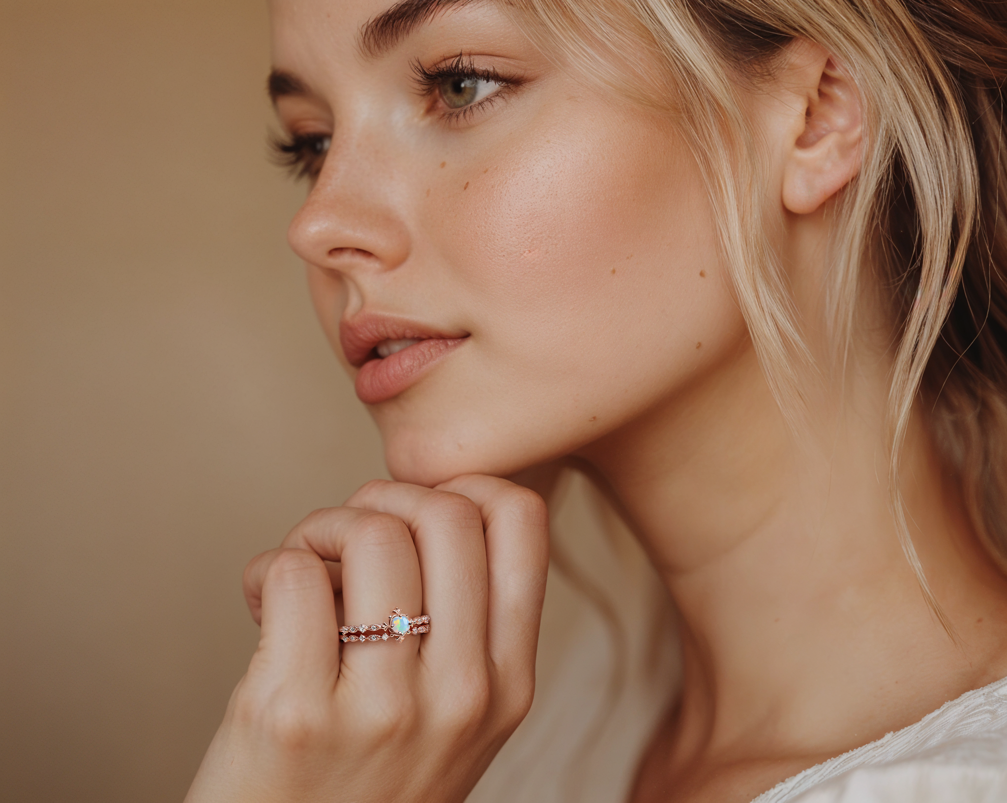 Opal Wedding Ring Set