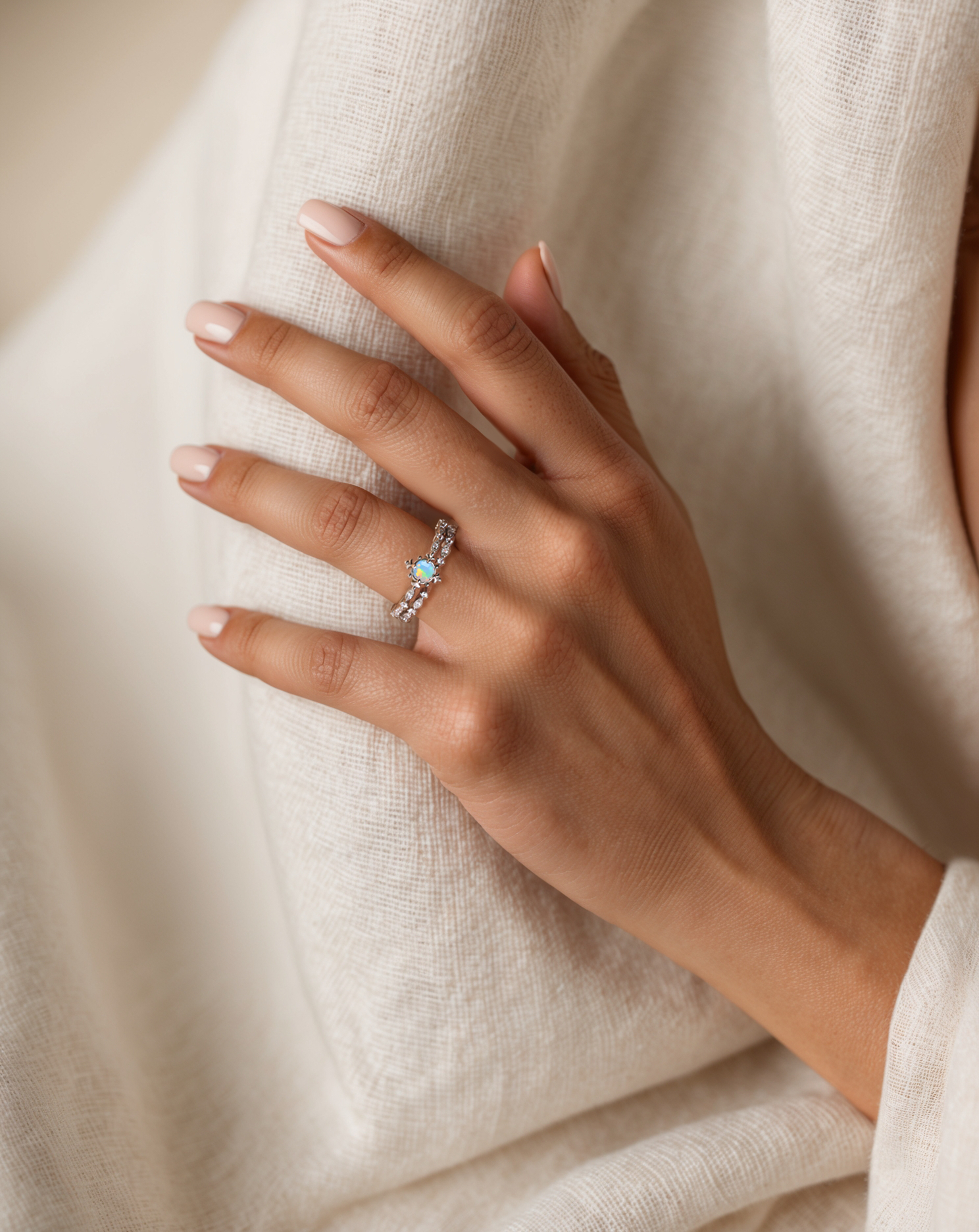 Opal Wedding Ring Set