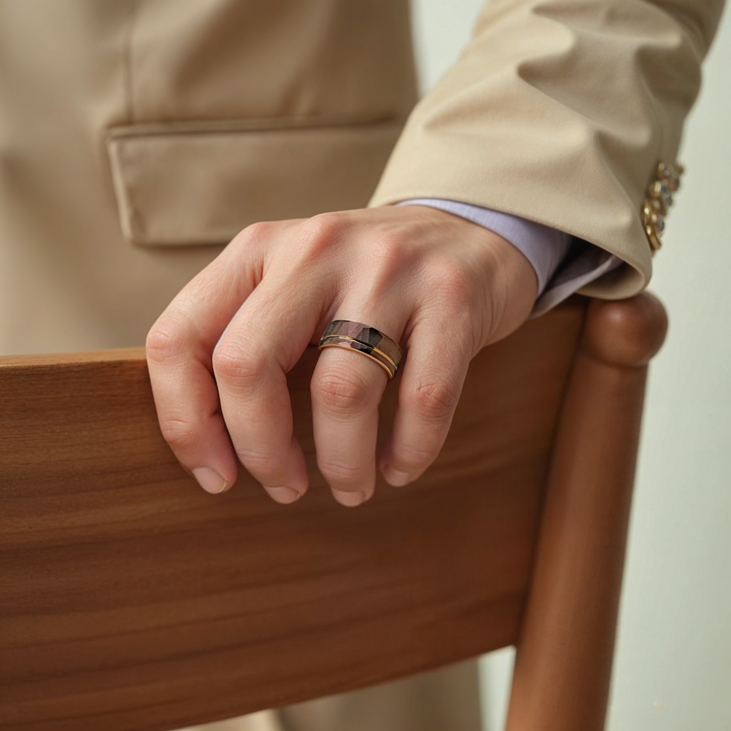 Heritage - Tungsten & Rose Gold Strip Ring