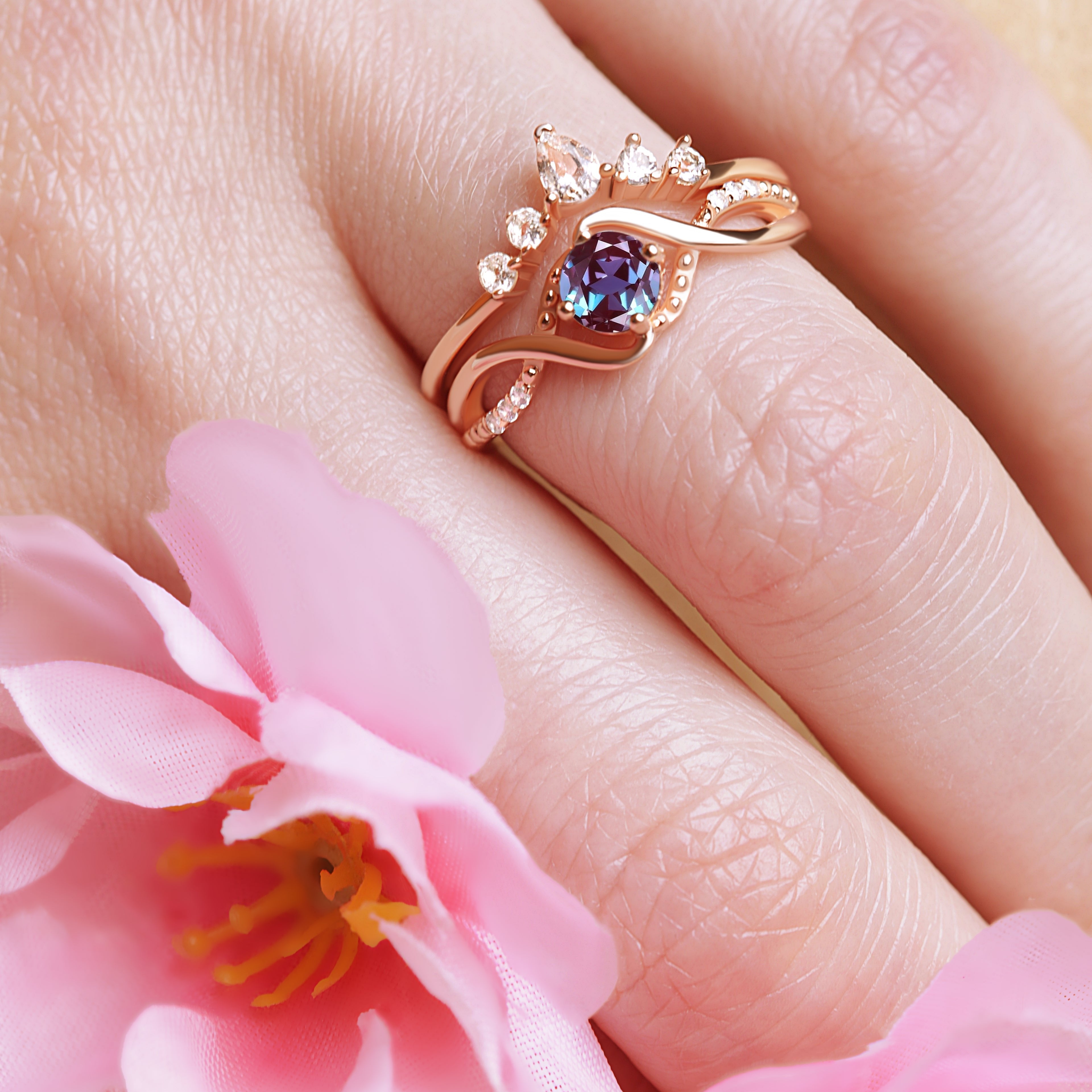Vintage Alexandrite Ring Set