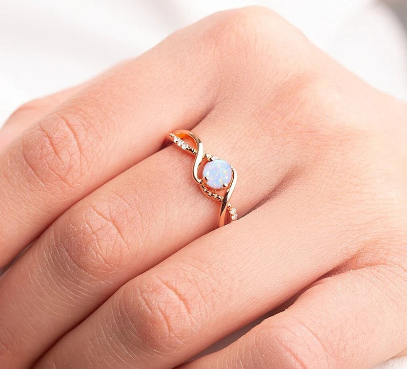 Vintage Opal Enchantment Ring on hand