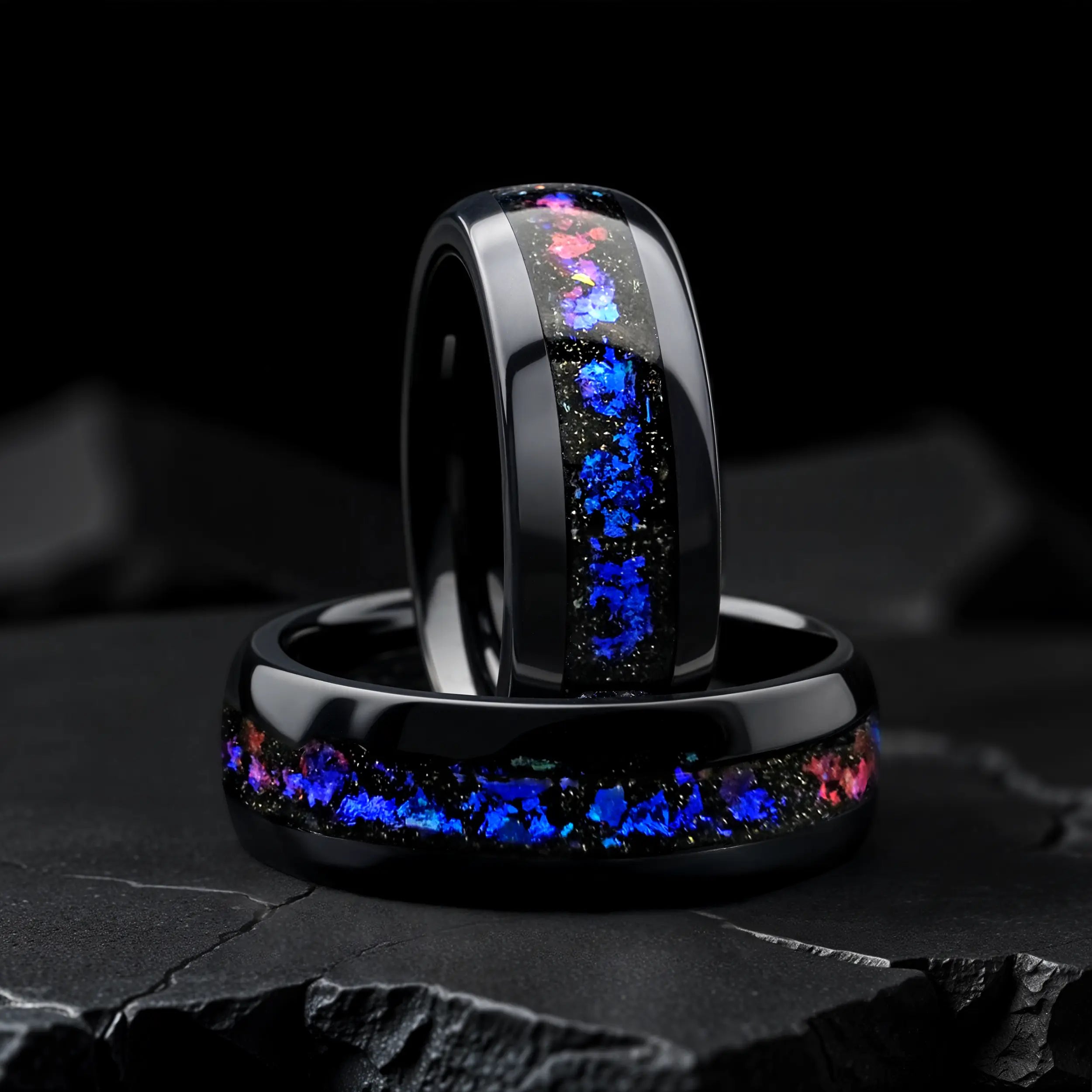 Unique Aqua Tungsten Wedding Ring