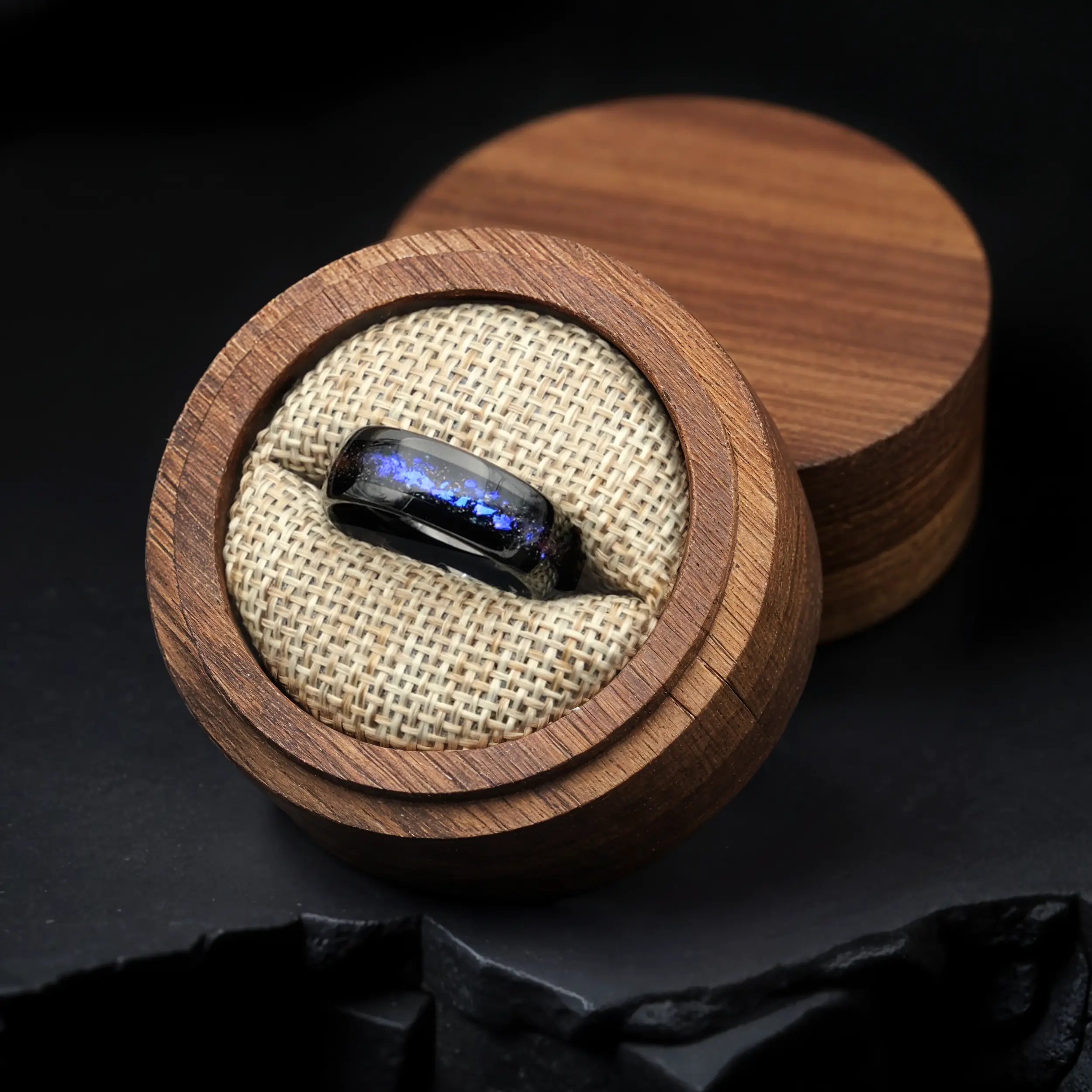 Unique Aqua Tungsten Wedding Ring