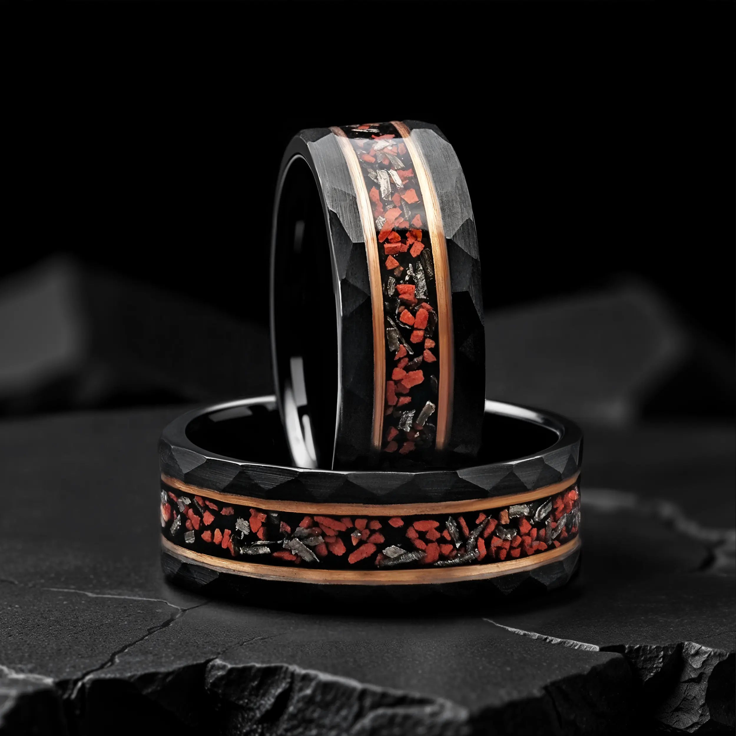 Black Dinosaur Bone Wedding Ring