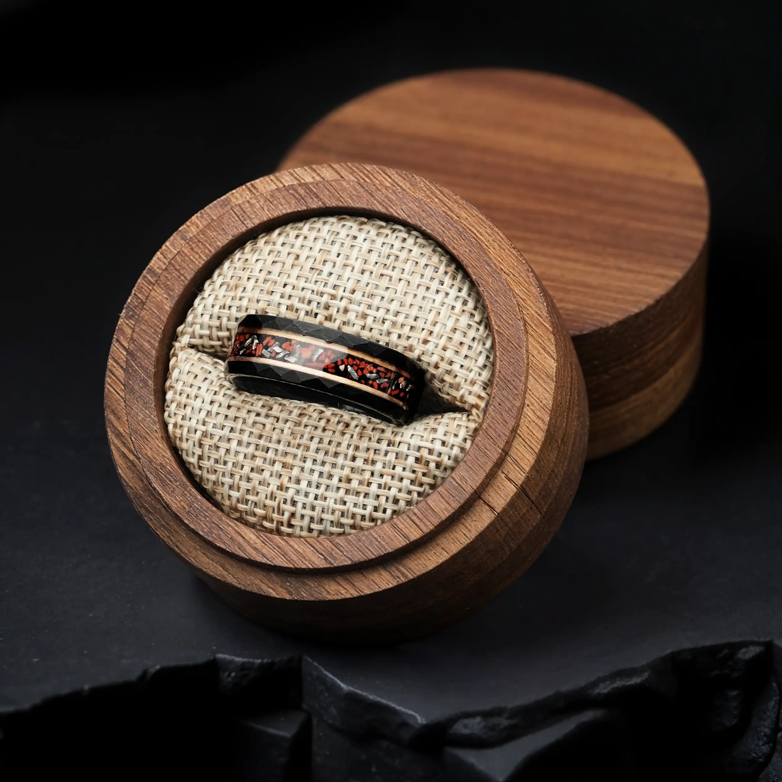 Black Dinosaur Bone Wedding Ring