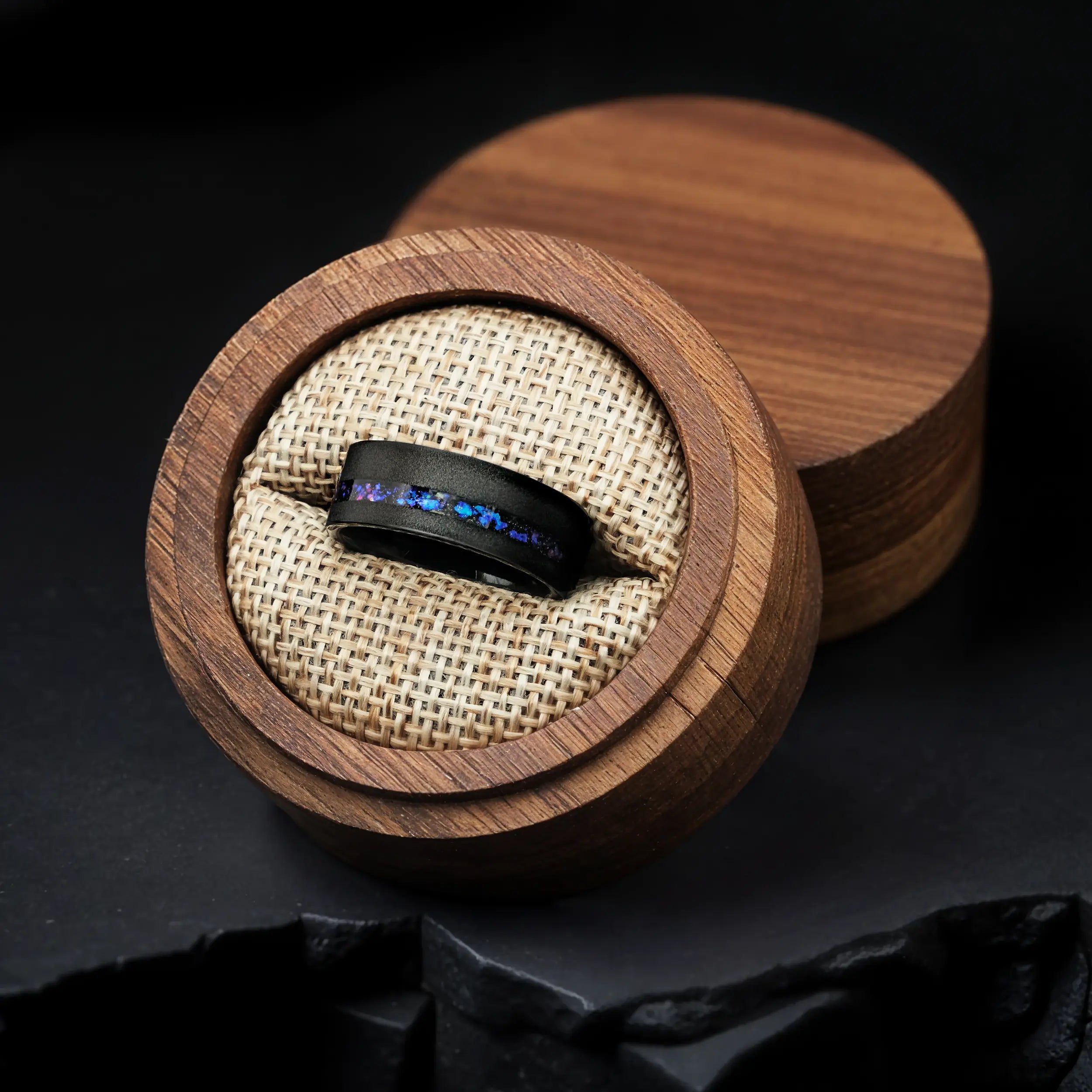 Domed Galaxy Opal Wedding Ring