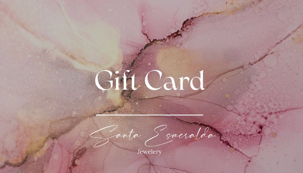 Elegant cover of the Santa Esmeralda Jewelry Gift Card, designed to make the gift card a luxurious present.